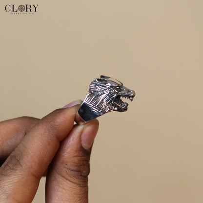 Lion face design men's ring
