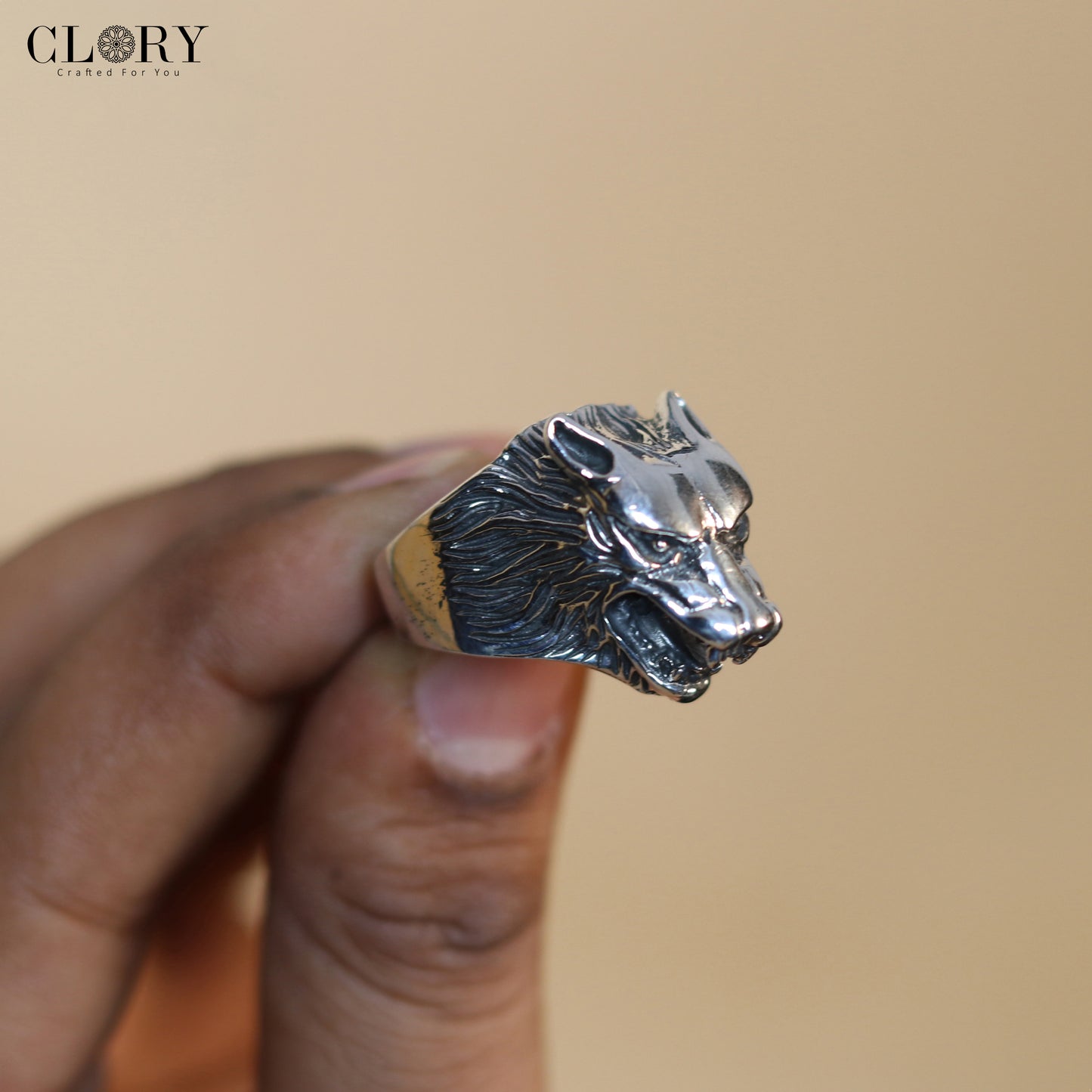 Lion face design men's ring