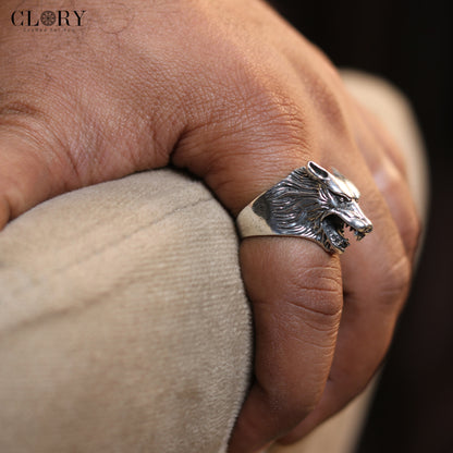 Lion face design men's ring