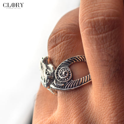 Aries zodiac design men's ring