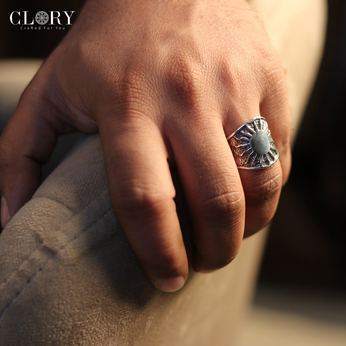 Sun design men's ring