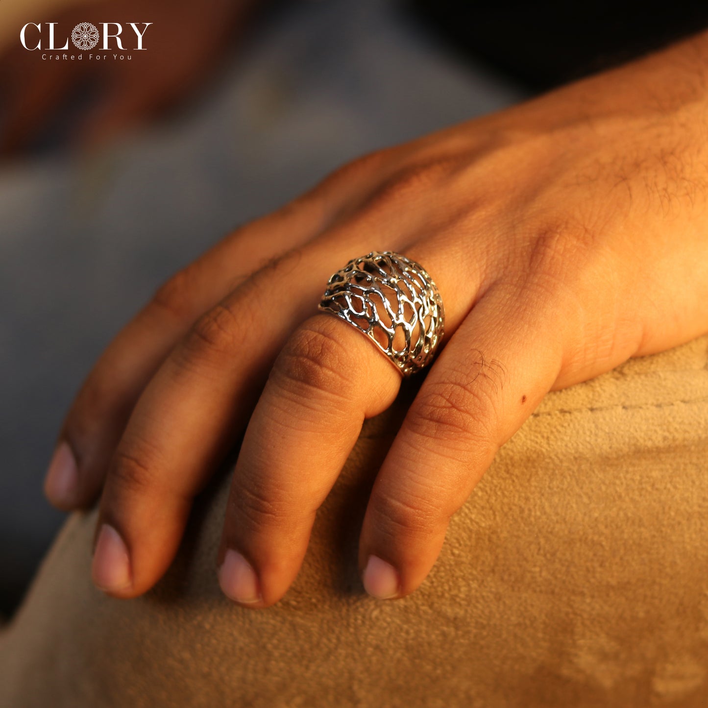 Heavy latiice style  men's ring