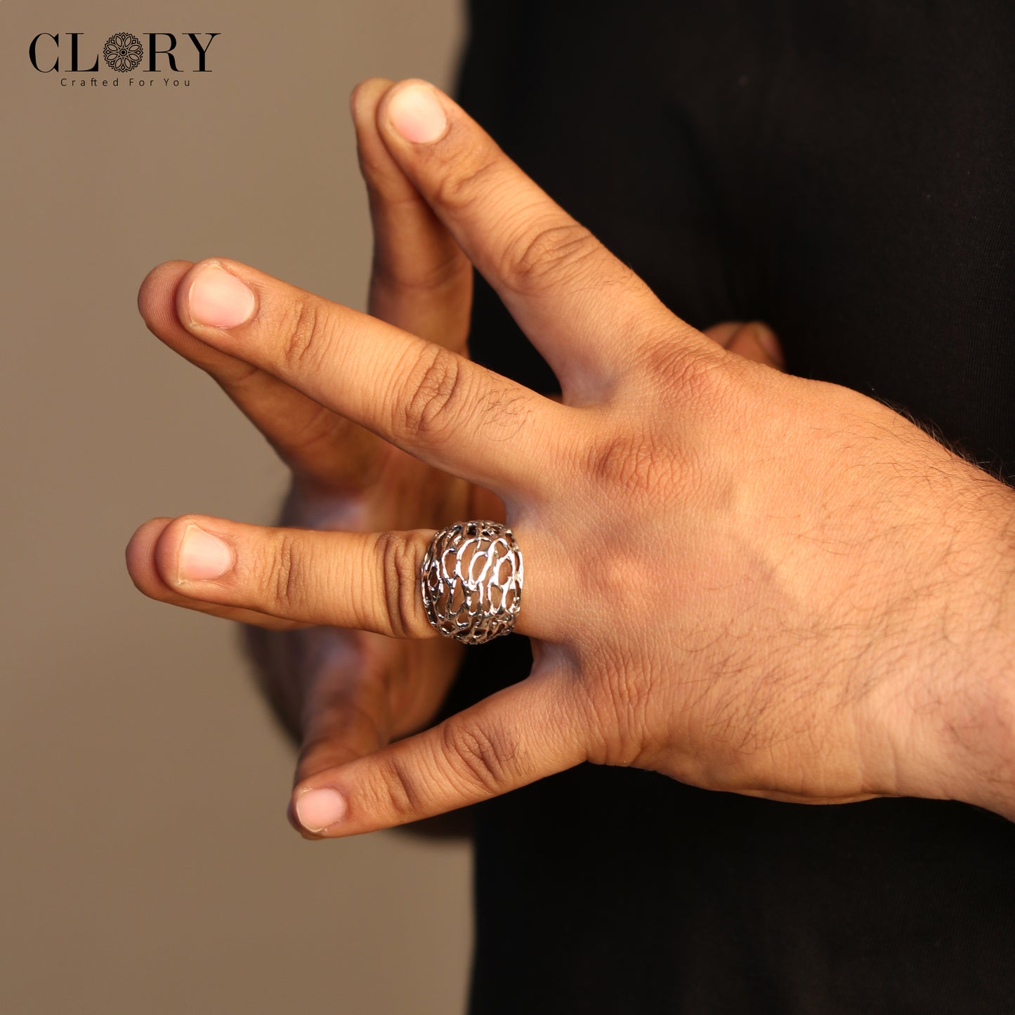 Heavy latiice style  men's ring