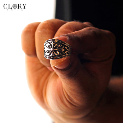 Flower design men's ring