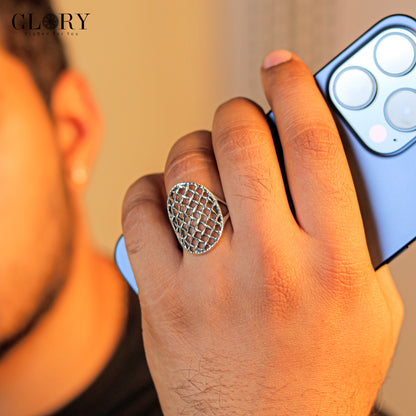 Lattice dome design men's ring