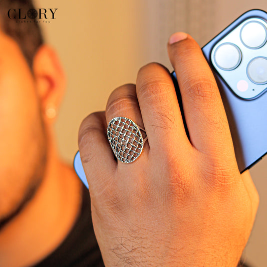Lattice dome design men's ring