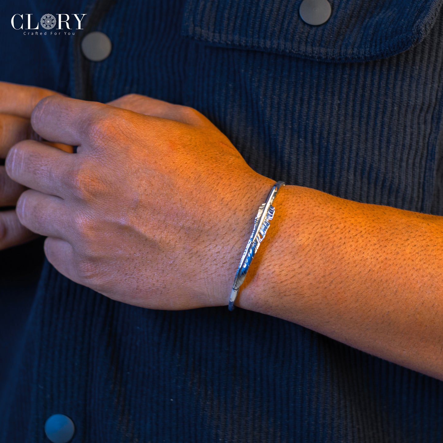 Feather design adjustable  cuff kada