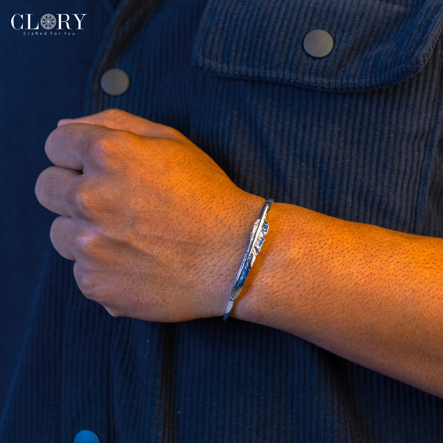 Feather design adjustable  cuff kada