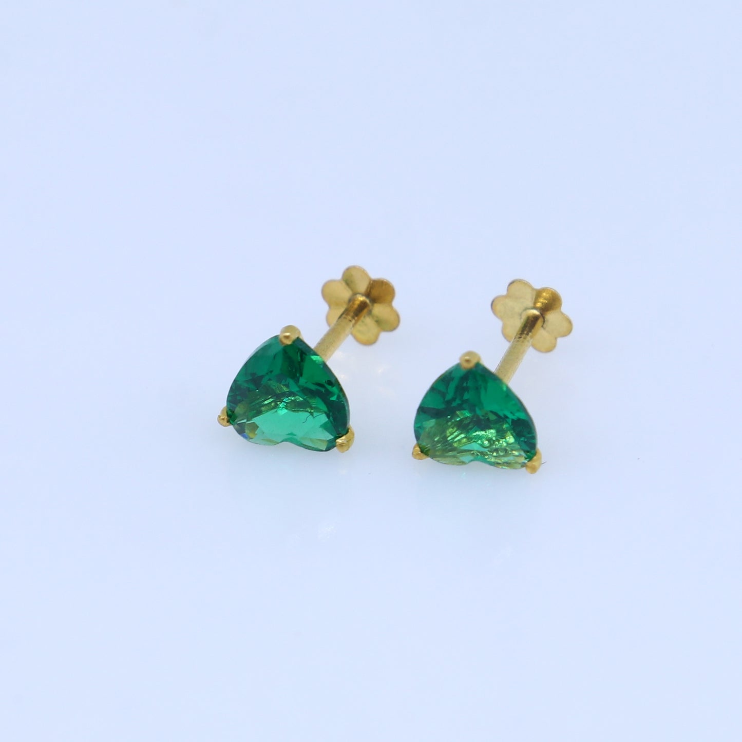 Green diamond Gold stud earring