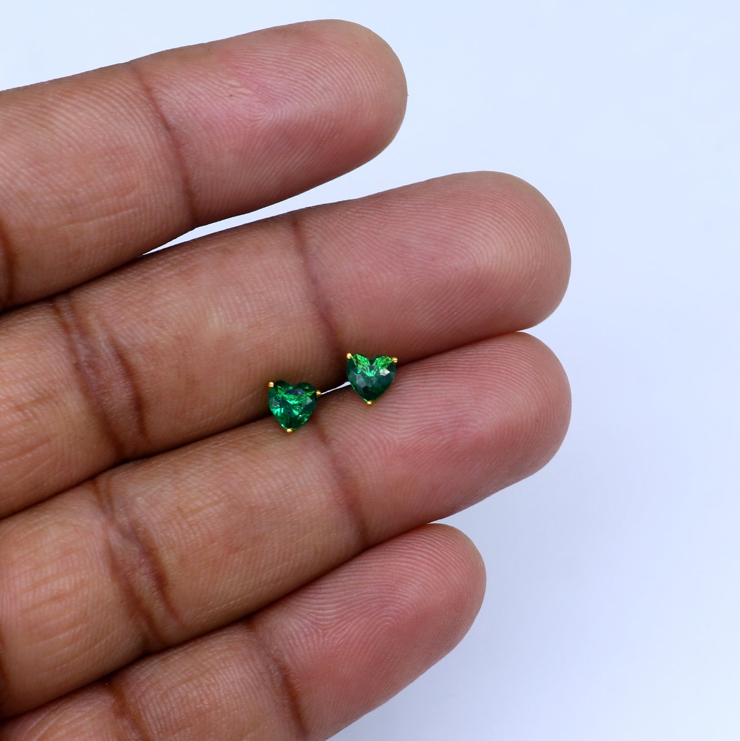 Green diamond Gold stud earring