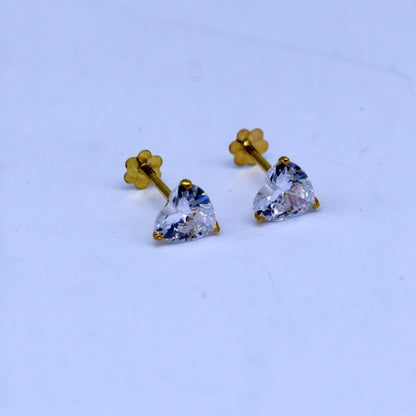 White diamond Gold stud earring