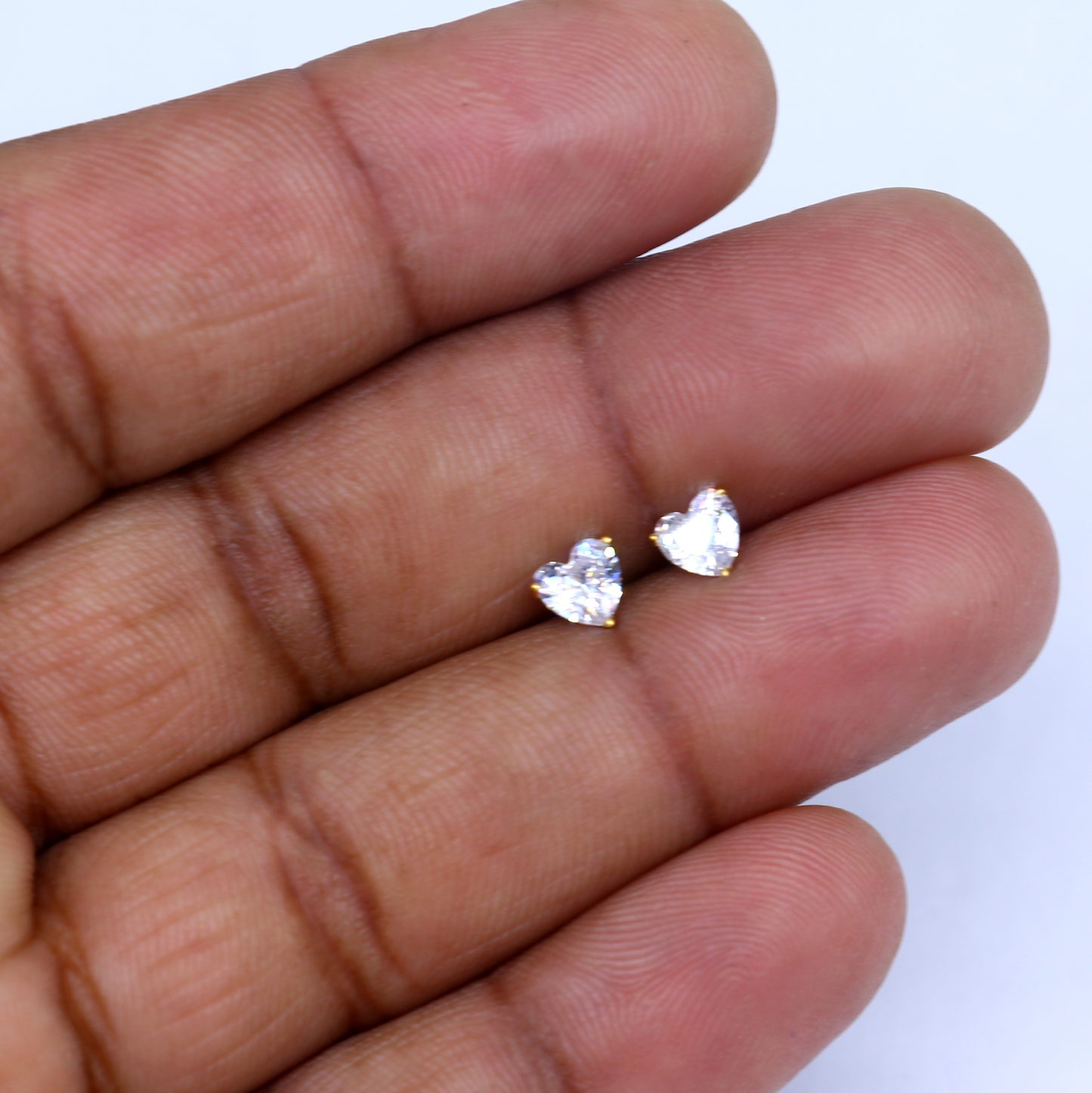White diamond Gold stud earring