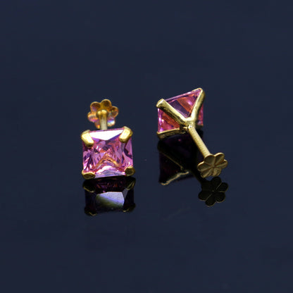 Baby pink diamond Gold stud earring