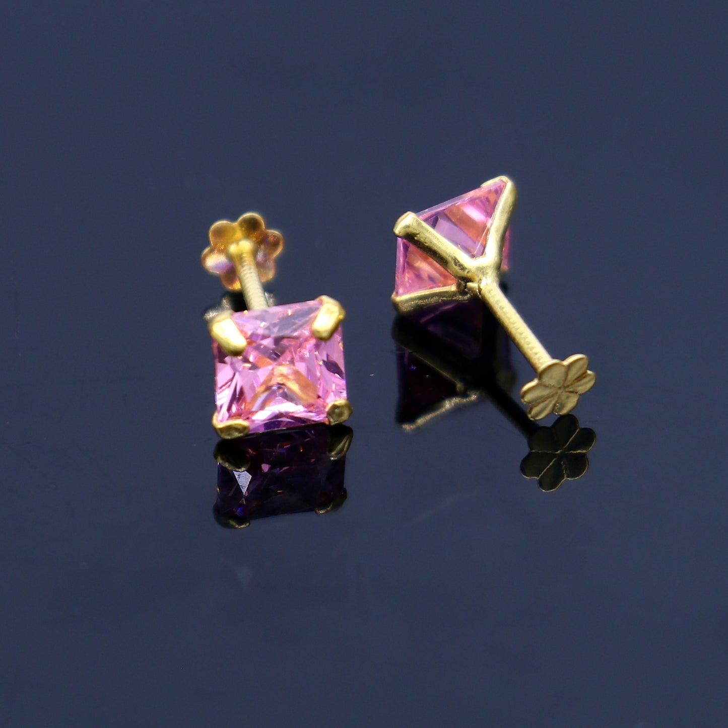 Baby pink diamond Gold stud earring