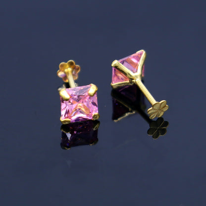 Baby pink diamond Gold stud earring