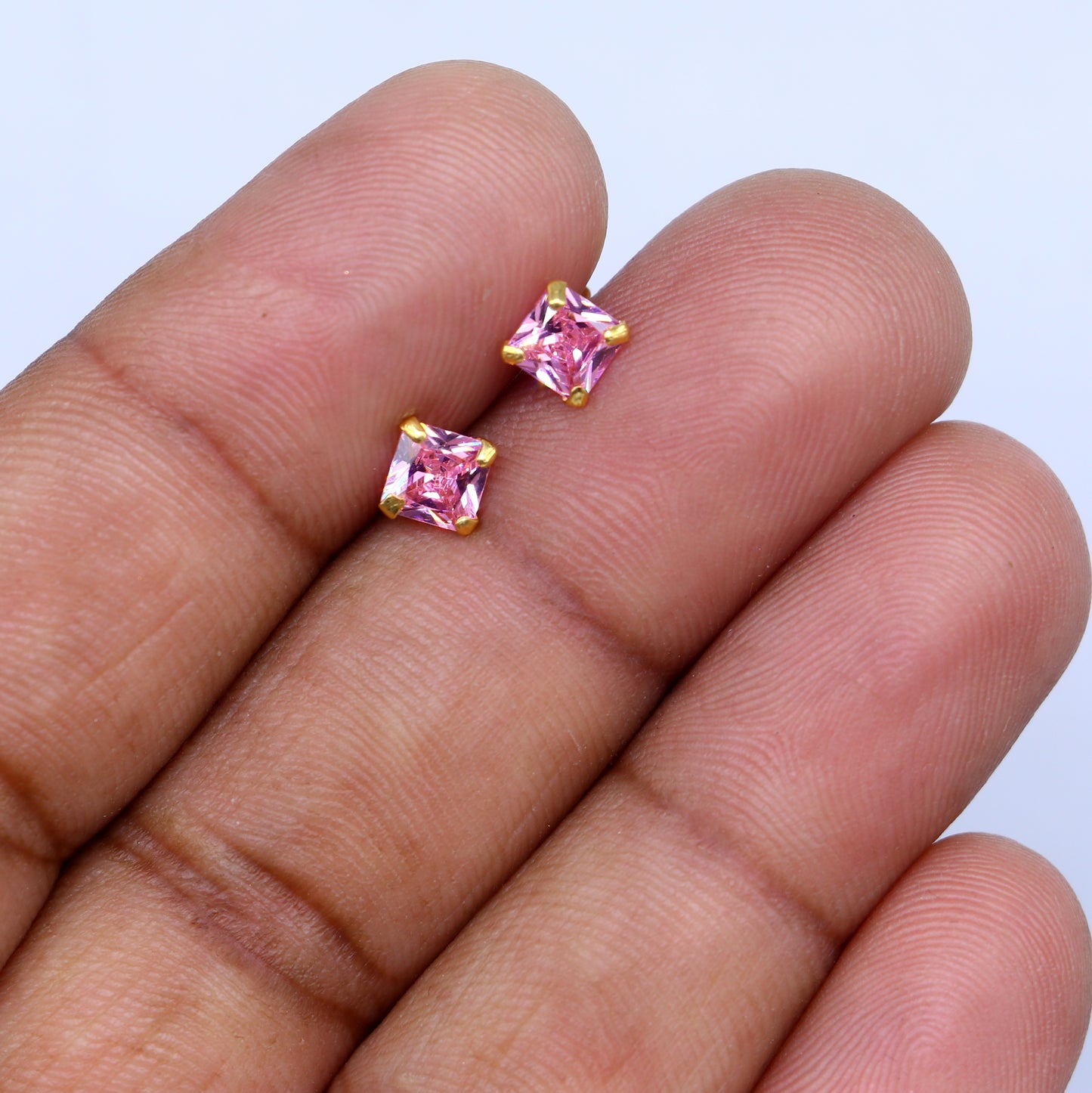 Baby pink diamond Gold stud earring
