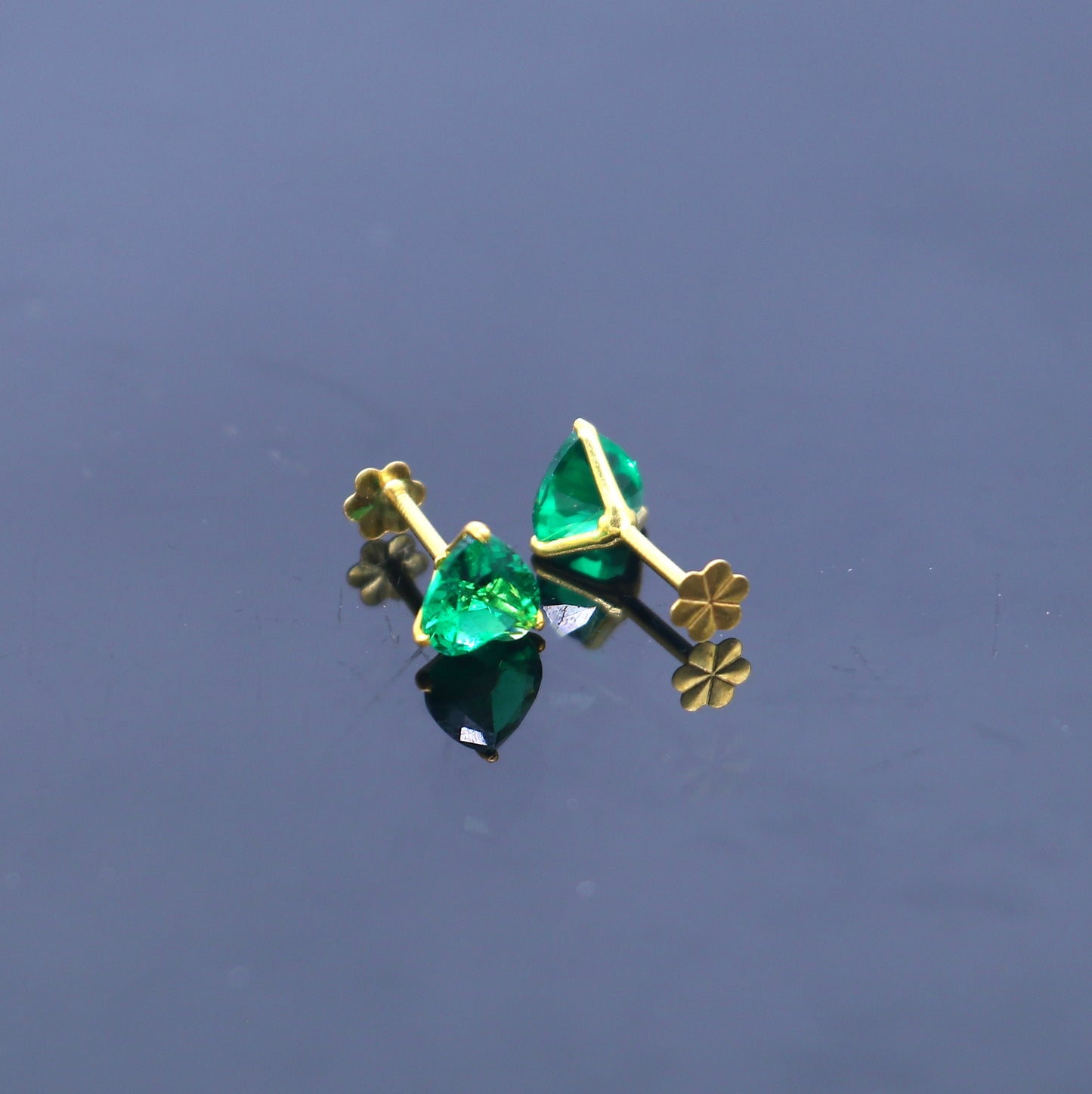 Green diamond Gold stud earring