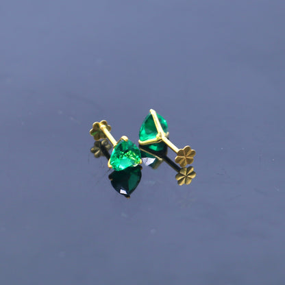 Green diamond Gold stud earring