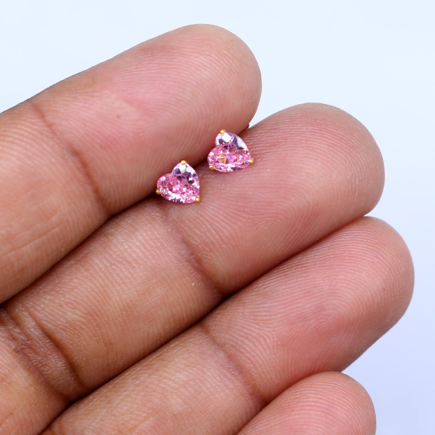 Baby pink diamond Gold stud earring