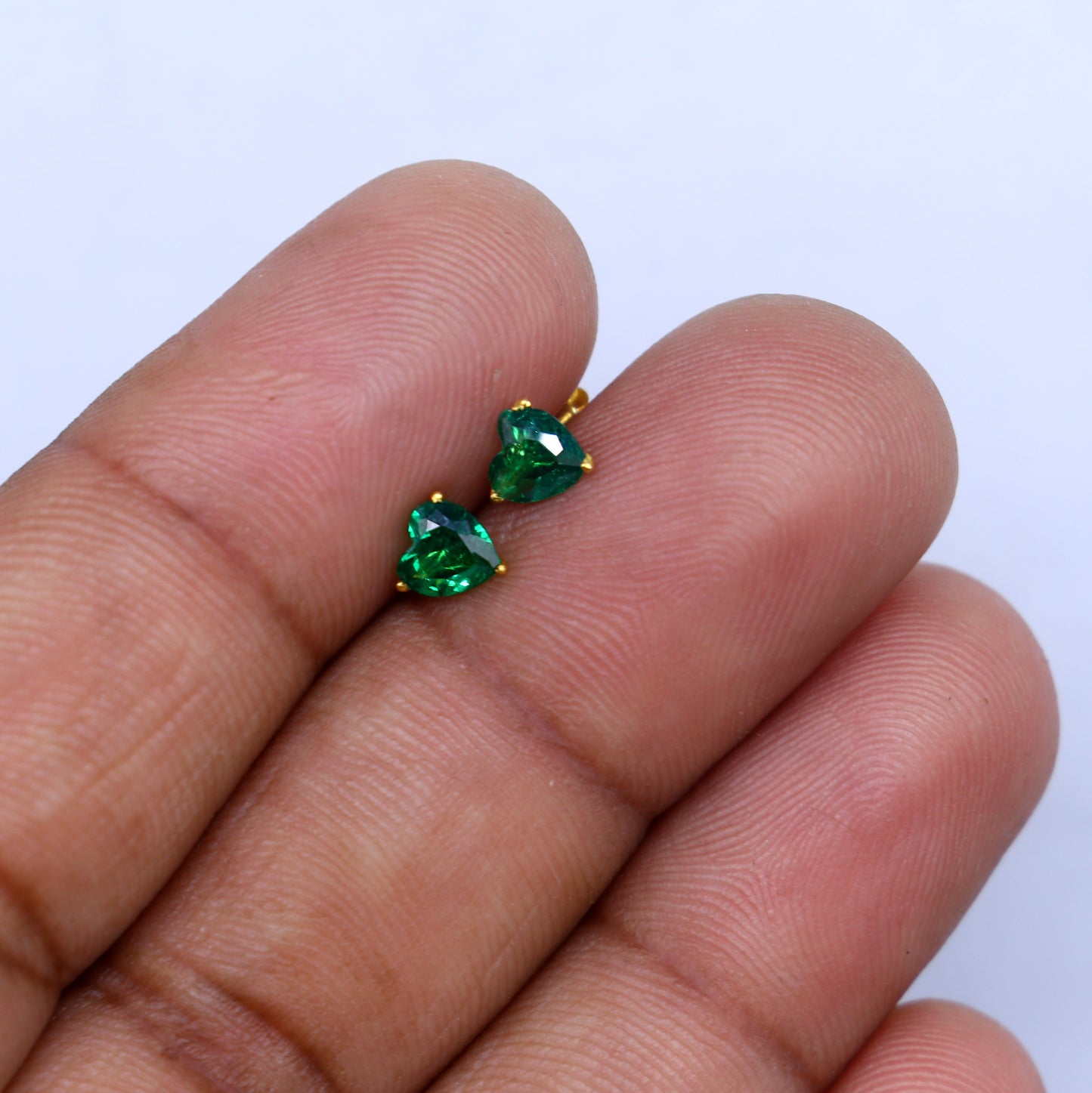 Green diamond Gold stud earring