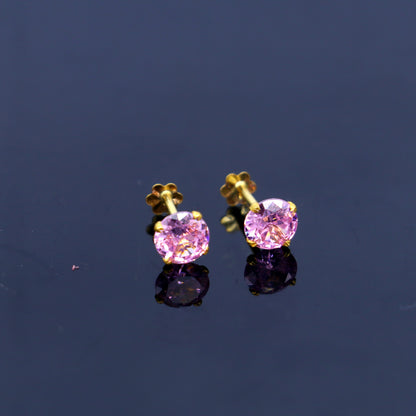 Baby pink diamond Gold stud earring