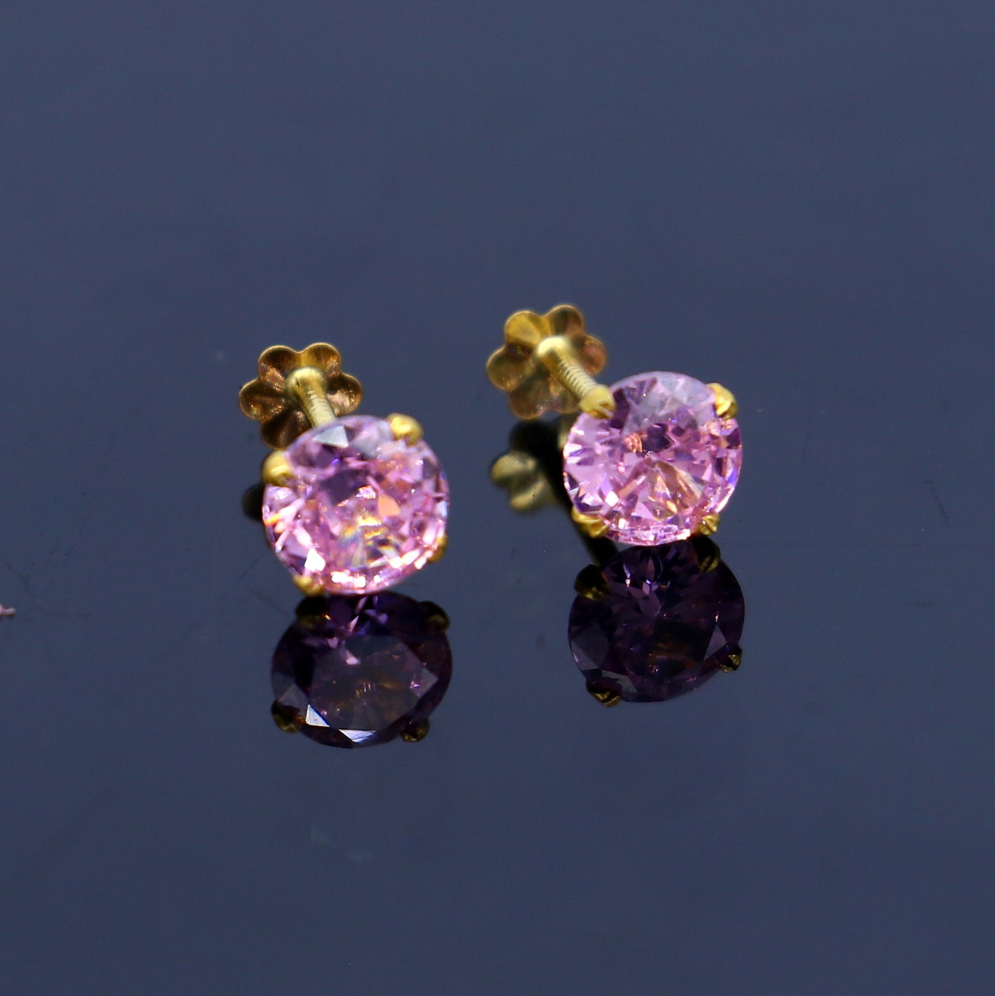 Baby pink diamond Gold stud earring