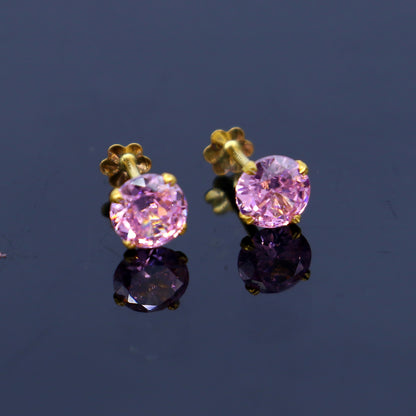 Baby pink diamond Gold stud earring