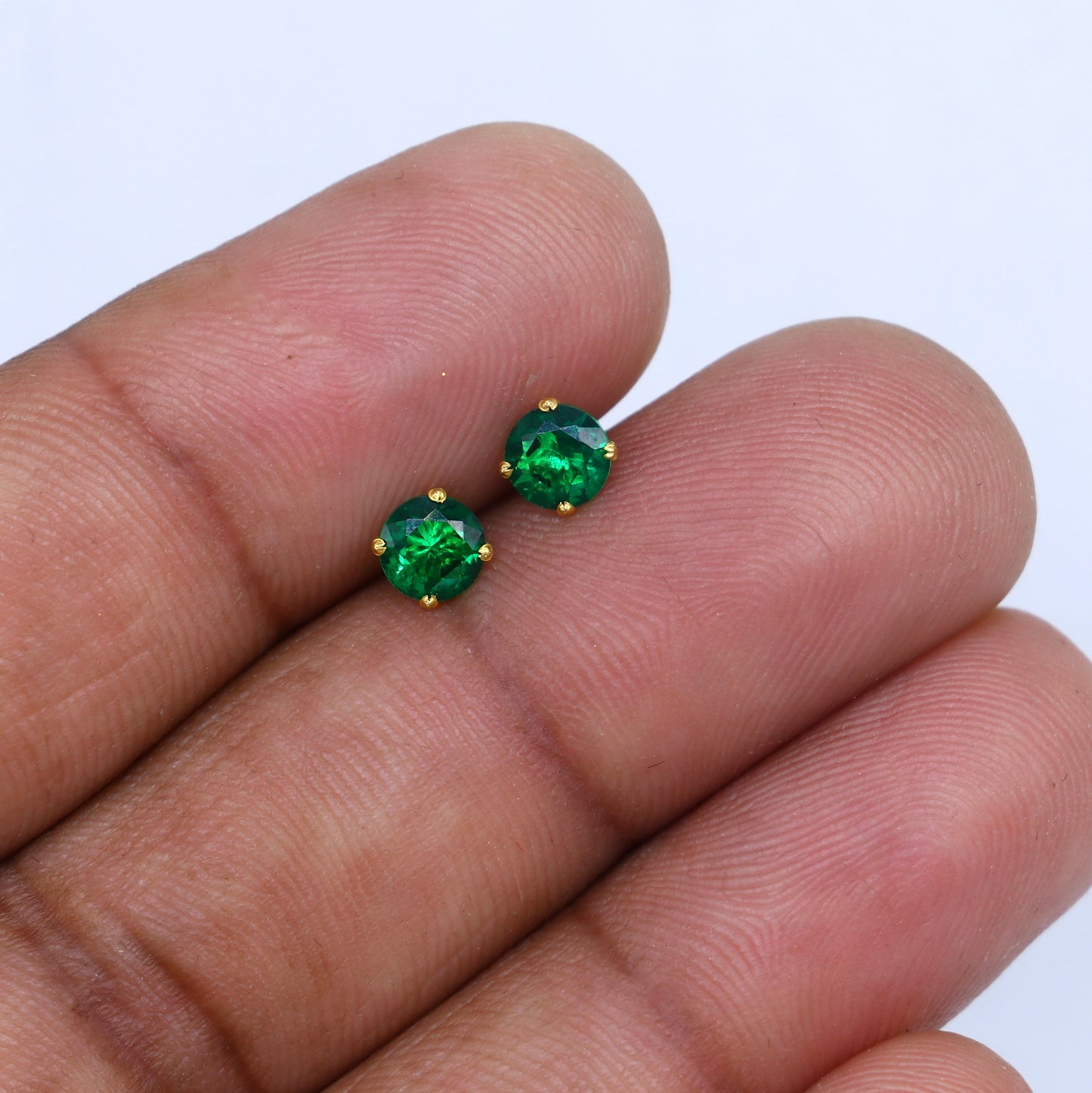 Green diamond Gold stud earring