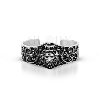 Lion design adjustable cuff kada
